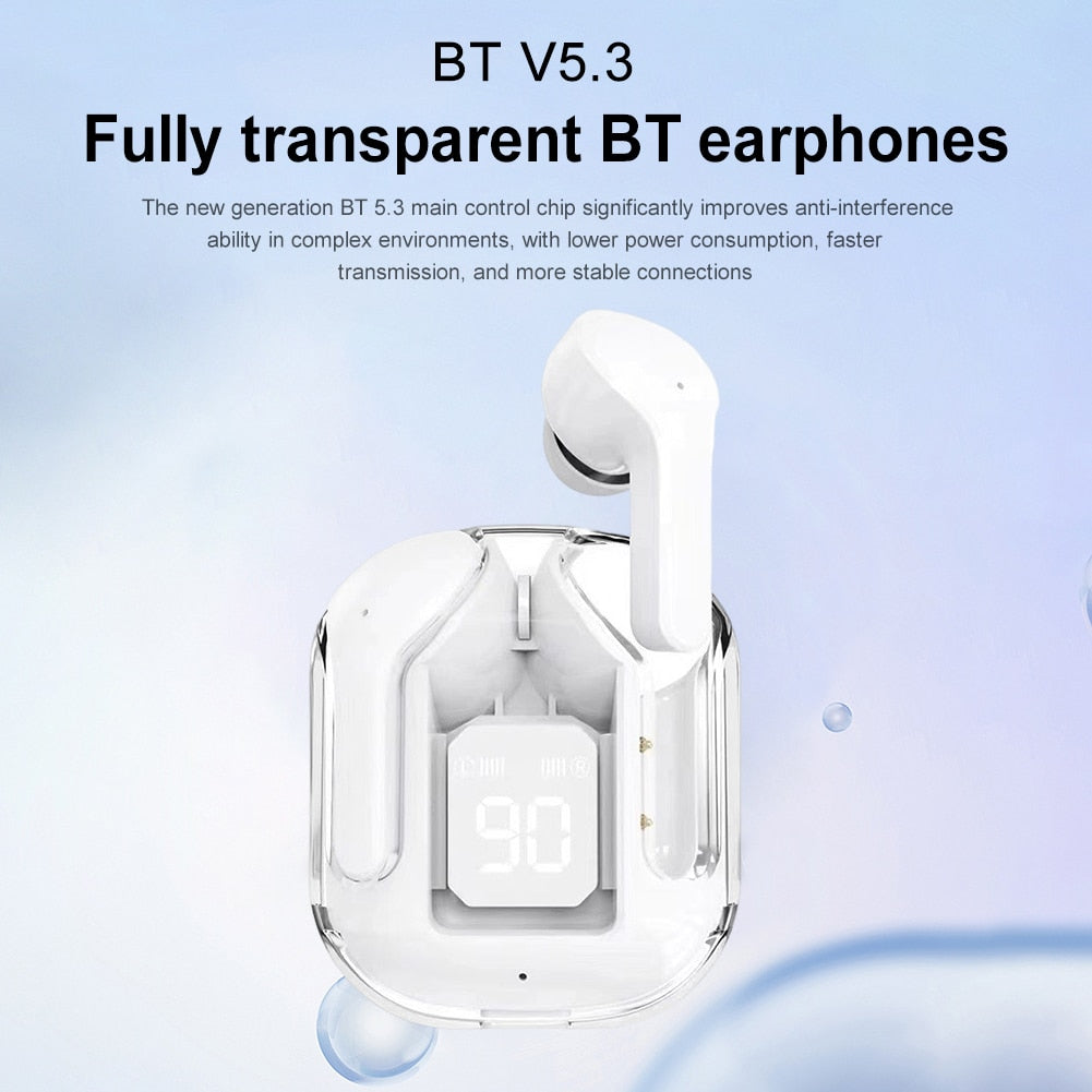 Wireless Transparent Earphones Digital Display