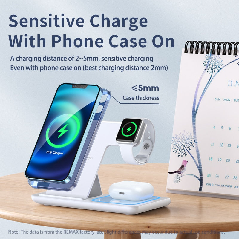 3-in-1 Fast Wireless Charger Stand Qi 15W